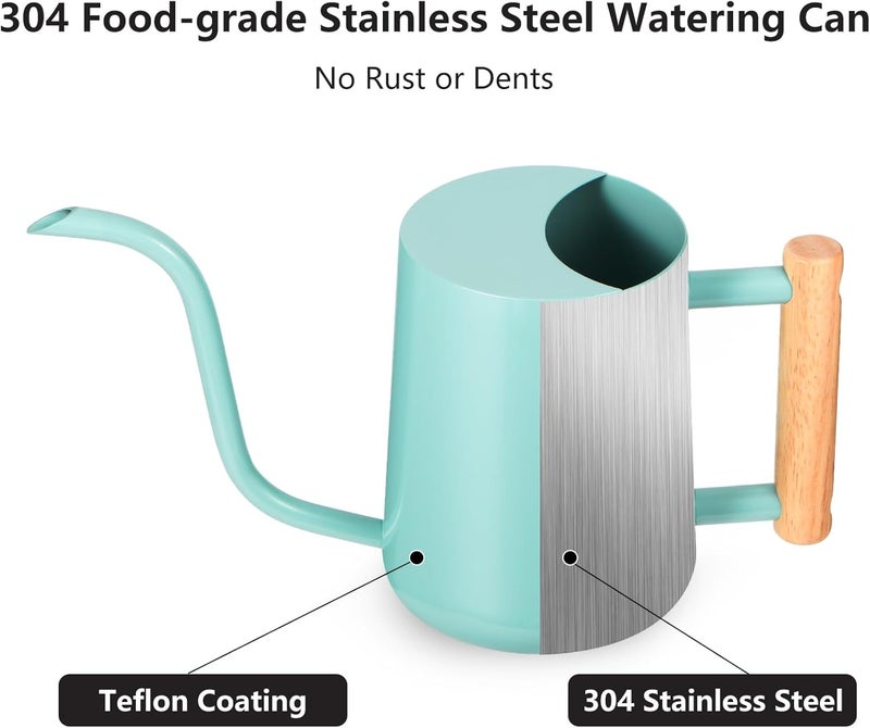 GUKJOB Watering Can Indoor Plants, 35oz Small Indoor Stainless Steel Metal Watering Can Modern Decorative Watering Pot with Long Spout for Indoor House Plant Bonsai Outdoor Garden Flowers -Green - Image 5